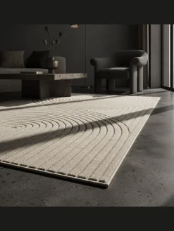 KADIMA DESIGN Outdoorteppiche<Teppich In-/Outdoor Kurzflor Skandi 3D-Design Polypropylen Balkon in Creme
