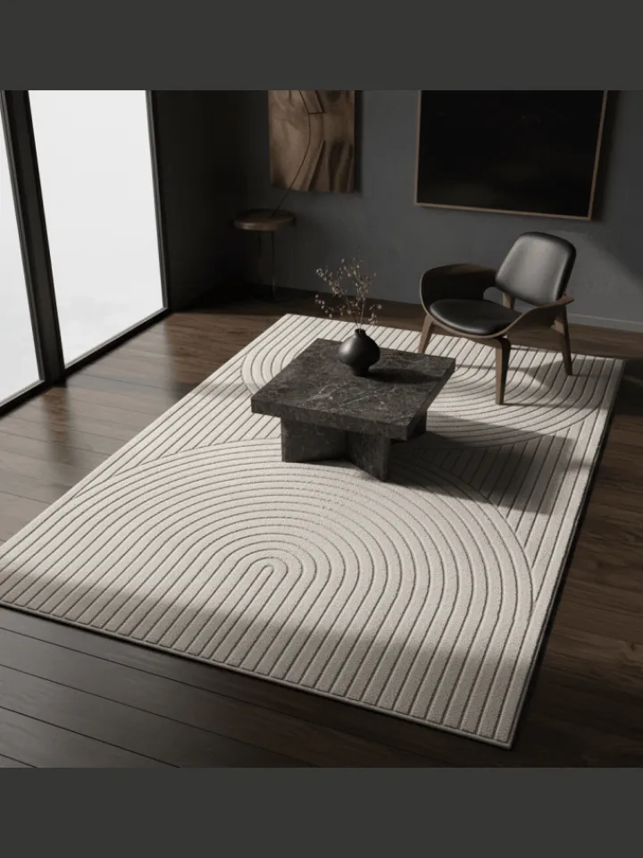 KADIMA DESIGN Outdoorteppiche<Teppich In-/Outdoor Kurzflor Skandi 3D-Design Polypropylen Balkon in Creme