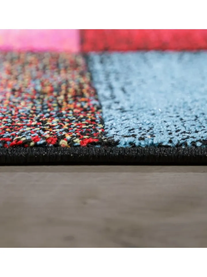 KADIMA DESIGN Teppiche & Fußmatten<Teppich Kurzflor Karos Wohnzimmer schmutzabweisend in Mehrfarbig