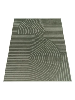KADIMA DESIGN Teppiche & Fußmatten<Teppich Kurzflor Struktur Wohnzimmer in Grün