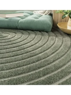 KADIMA DESIGN Teppiche & Fußmatten<Teppich Kurzflor Struktur Wohnzimmer in Grün