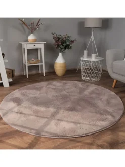 KADIMA DESIGN Teppiche & Fußmatten<Teppich Kurzflor waschbar Einfarbig Wohnzimmer in Taupe