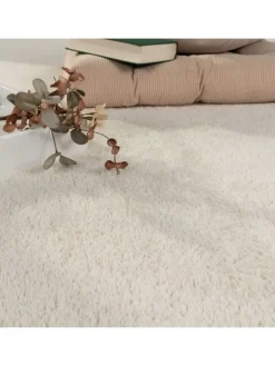 KADIMA DESIGN Teppiche & Fußmatten<Teppich Kurzflor waschbar Unifarben Wohnzimmer in Creme