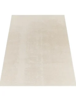 KADIMA DESIGN Teppiche & Fußmatten<Teppich Kurzflor waschbar Unifarben Wohnzimmer in Creme