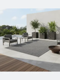 KADIMA DESIGN Outdoorteppiche<Teppich Outdoor Flachgewebe Boho-Muster Polypropylen Küche in Grau