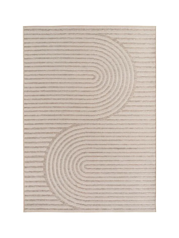 KADIMA DESIGN Outdoorteppiche<Teppich Outdoor Flachgewebe Boho Muster Polypropylen Balkon in Beige