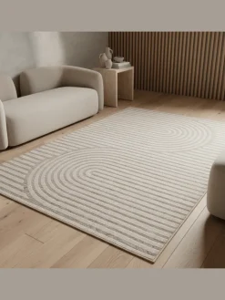 KADIMA DESIGN Outdoorteppiche<Teppich Outdoor Flachgewebe Boho Muster Polypropylen Balkon in Beige