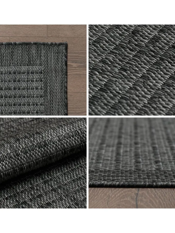 KADIMA DESIGN Outdoorteppiche<Teppich Outdoor Flachgewebe Uni-Farbe Polypropylen Balkon in Schwarz