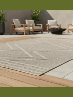 KADIMA DESIGN Outdoorteppiche<Teppich Outdoor Flachgewebe Boho-Muster Polypropylen Küche in Beige