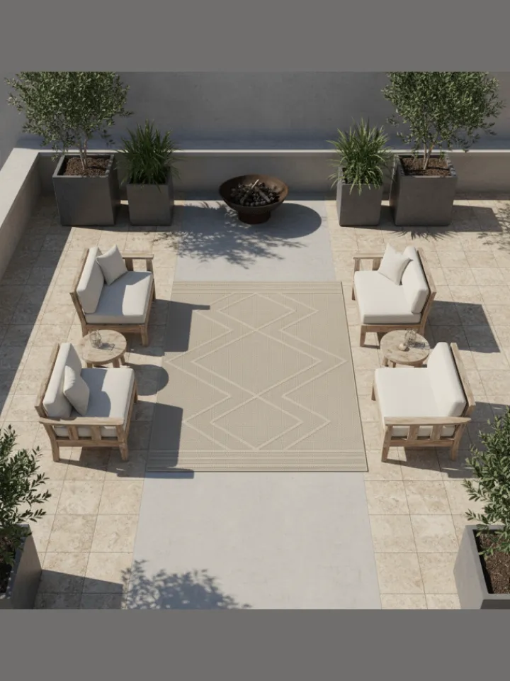 KADIMA DESIGN Outdoorteppiche<Teppich Outdoor Flachgewebe Boho-Muster Polypropylen Küche in Beige