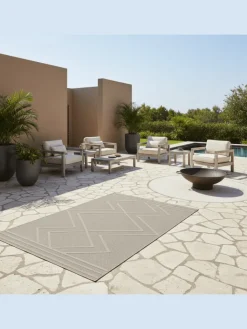 KADIMA DESIGN Outdoorteppiche<Teppich Outdoor Flachgewebe Boho-Muster Polypropylen Küche in Beige