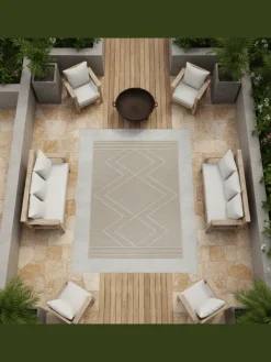 KADIMA DESIGN Outdoorteppiche<Teppich Outdoor Flachgewebe Boho-Muster Polypropylen Küche in Beige