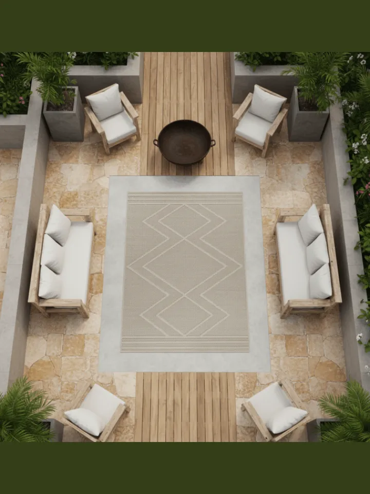 KADIMA DESIGN Outdoorteppiche<Teppich Outdoor Flachgewebe Boho-Muster Polypropylen Küche in Beige