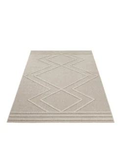 KADIMA DESIGN Outdoorteppiche<Teppich Outdoor Flachgewebe Boho-Muster Polypropylen Küche in Beige