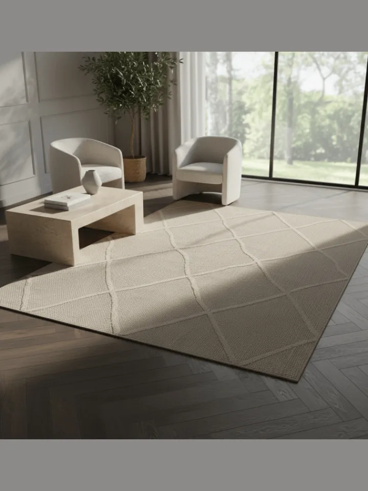 KADIMA DESIGN Outdoorteppiche<Teppich Outdoor Flachgewebe Boho-Muster Polypropylen Terrasse in Beige