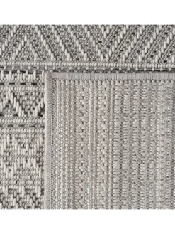 KADIMA DESIGN Outdoorteppiche<Teppich Outdoor Flachgewebe Ethno Muster Polypropylen Balkon in Grau