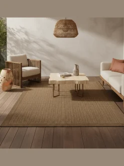 KADIMA DESIGN Outdoorteppiche<Teppich Outdoor Flachgewebe Uni-Farbe Polypropylen Balkon in Braun