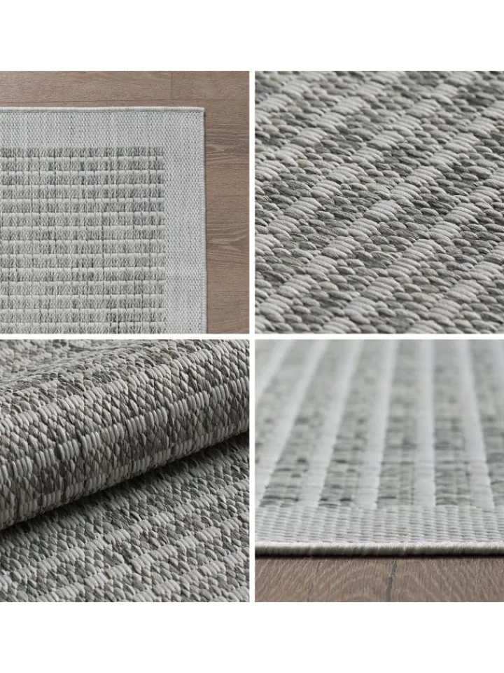 KADIMA DESIGN Outdoorteppiche<Teppich Outdoor Flachgewebe Uni-Farbe Polypropylen Balkon in Grau