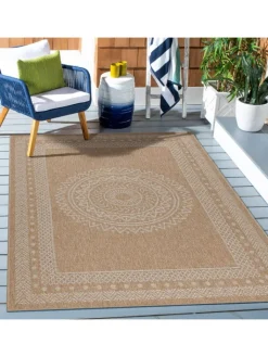 KADIMA DESIGN Outdoorteppiche<Teppich Outdoor Flachgewebe Vintage Polypropylen Terrasse in Beige