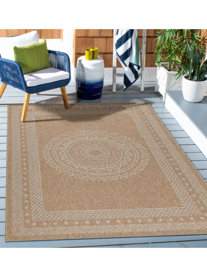 KADIMA DESIGN Outdoorteppiche<Teppich Outdoor Flachgewebe Vintage Polypropylen Terrasse in Beige