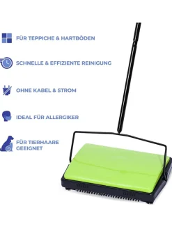 Wenko Putz- & Waschutensilien<Teppichkehrer in Grün/ Schwarz - (B)28 x (H)105 x (T)19 cm