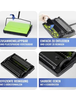 Wenko Putz- & Waschutensilien<Teppichkehrer in Grün/ Schwarz - (B)28 x (H)105 x (T)19 cm