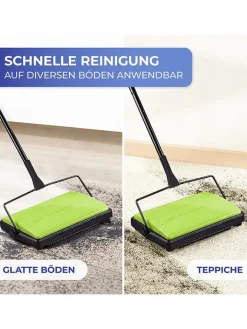 Wenko Putz- & Waschutensilien<Teppichkehrer in Grün/ Schwarz - (B)28 x (H)105 x (T)19 cm