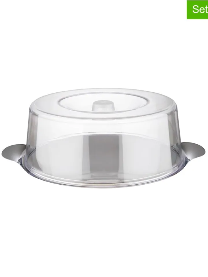 APS Aufbewahren & Servieren<2tg. Set: Tortenplatte in Silber - (H)11 xØ 30 cm