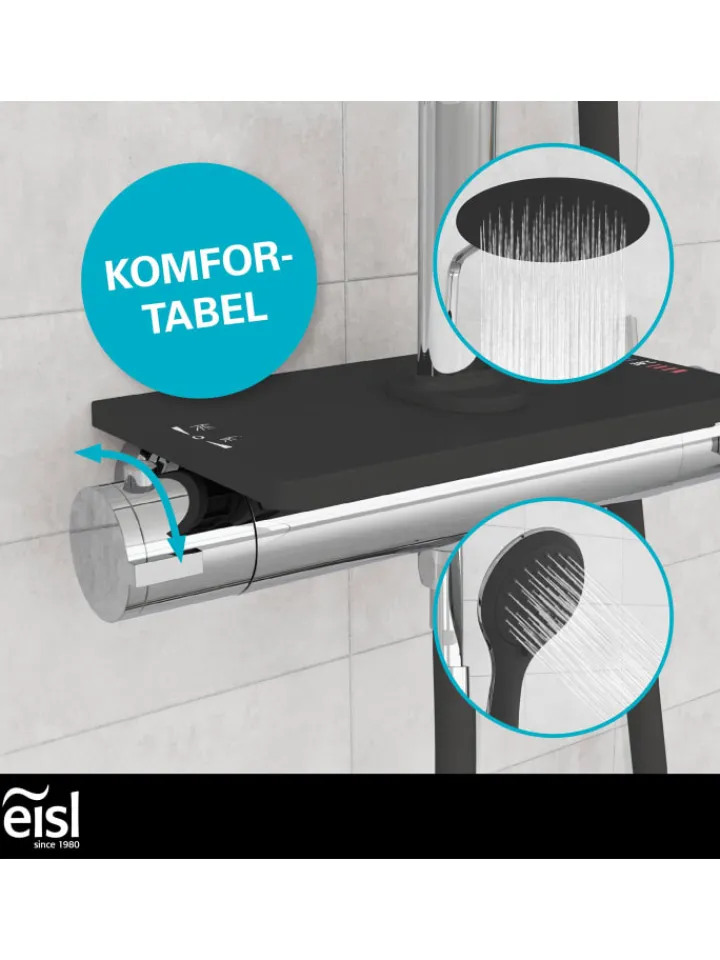 eisl since 1980 Badarmaturen<Thermostat Duschset GRANDE VITA in Chrom/Schwarz