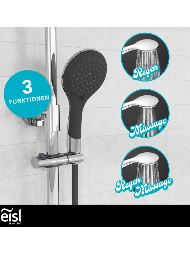 eisl since 1980 Badarmaturen<Thermostat Duschset GRANDE VITA in Chrom/Schwarz