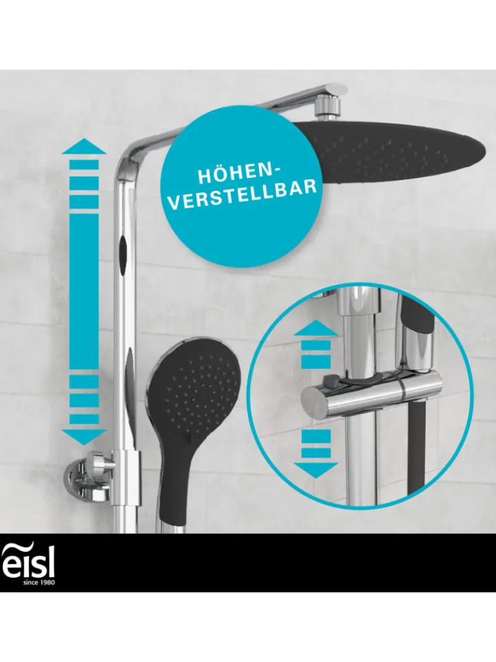 eisl since 1980 Badarmaturen<Thermostat Duschset GRANDE VITA in Chrom/Schwarz