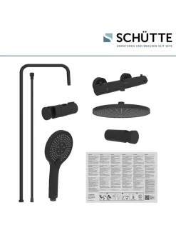 Schütte Badaccessoires<Thermostat-Überkopfbrause-Set ''Adria'' in Schwarz