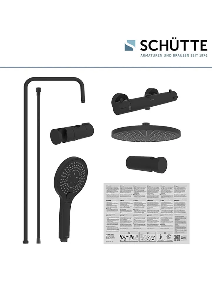 Schütte Badaccessoires<Thermostat-Überkopfbrause-Set ''Adria'' in Schwarz