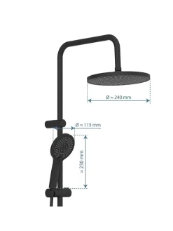 Schütte Badaccessoires<Thermostat-Überkopfbrause-Set ''Adria'' in Schwarz