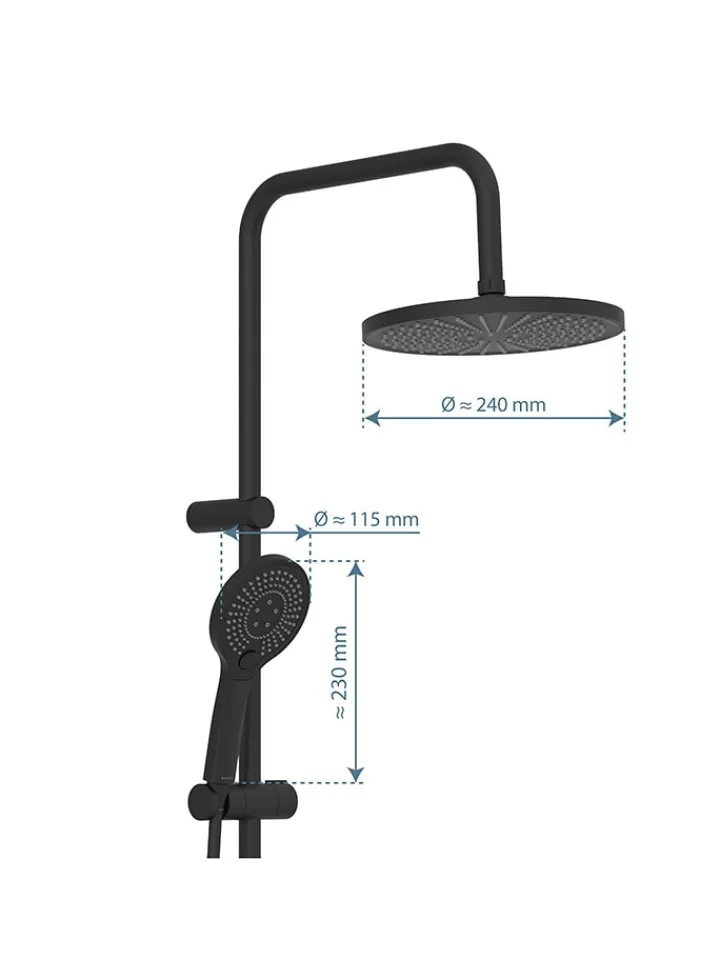 Schütte Badaccessoires<Thermostat-Überkopfbrause-Set ''Adria'' in Schwarz