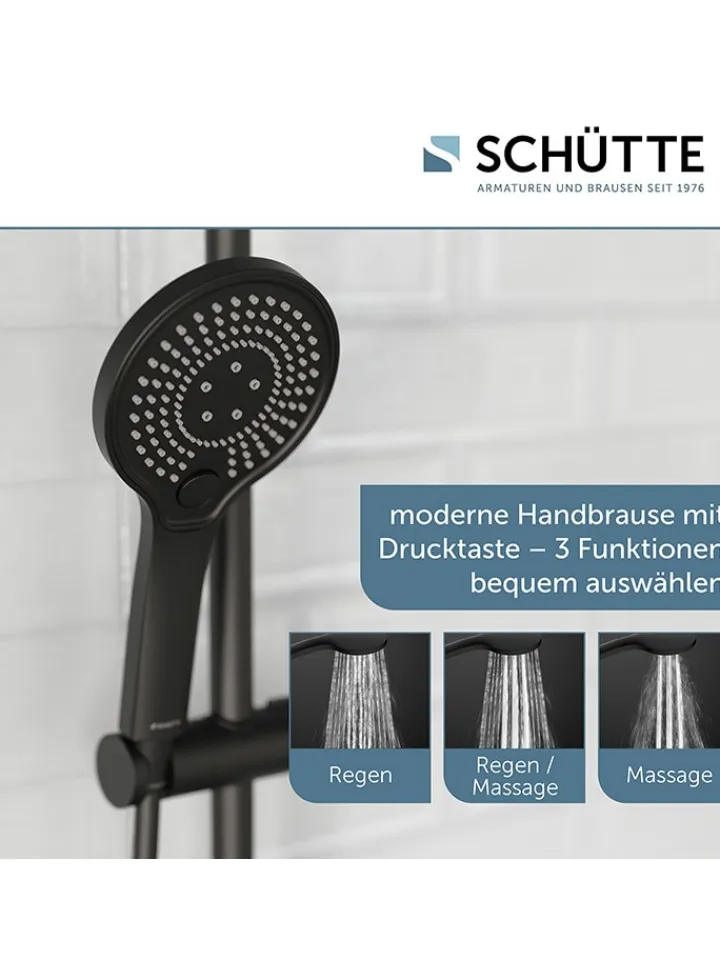 Schütte Badaccessoires<Thermostat-Überkopfbrause-Set ''Adria'' in Schwarz