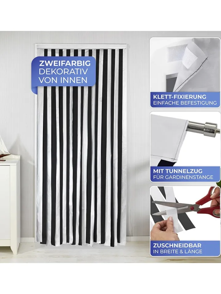 Wenko Gardinen, Jalousien & Rollos<Thermo-Türvorhang in Schwarz/ Silber - (L)200 x (B)90 cm