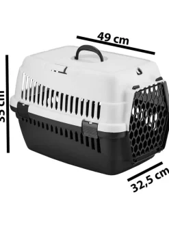 Paws&Whiskers Katzen<Tier-Transportbox in Schwarz/ Creme - (B)49 x (H)35 x (T)32,5 cm