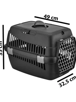 Paws&Whiskers Katzen<Tier-Transportbox in Schwarz - (B)49 x (H)35 x (T)32,5 cm