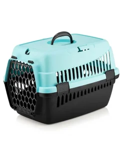 Paws&Whiskers Katzen<Tier-Transportbox in Schwarz/ Mint - (B)49 x (H)35 x (T)32,5 cm
