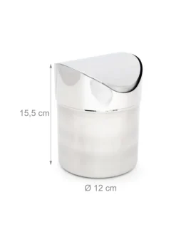 relaxdays Mülleimer<Tischabfallbehälter in Silber - (H)15,5 x Ø12 cm