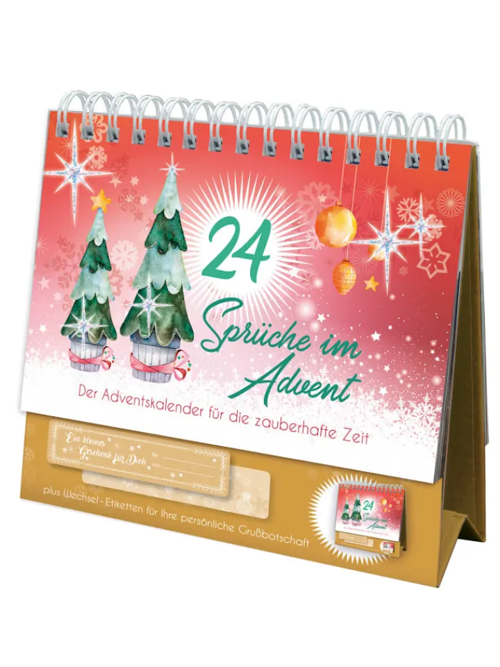 ROTH Adventskalender<Tisch-Adventskalender mit Tannenmotiv in Rot