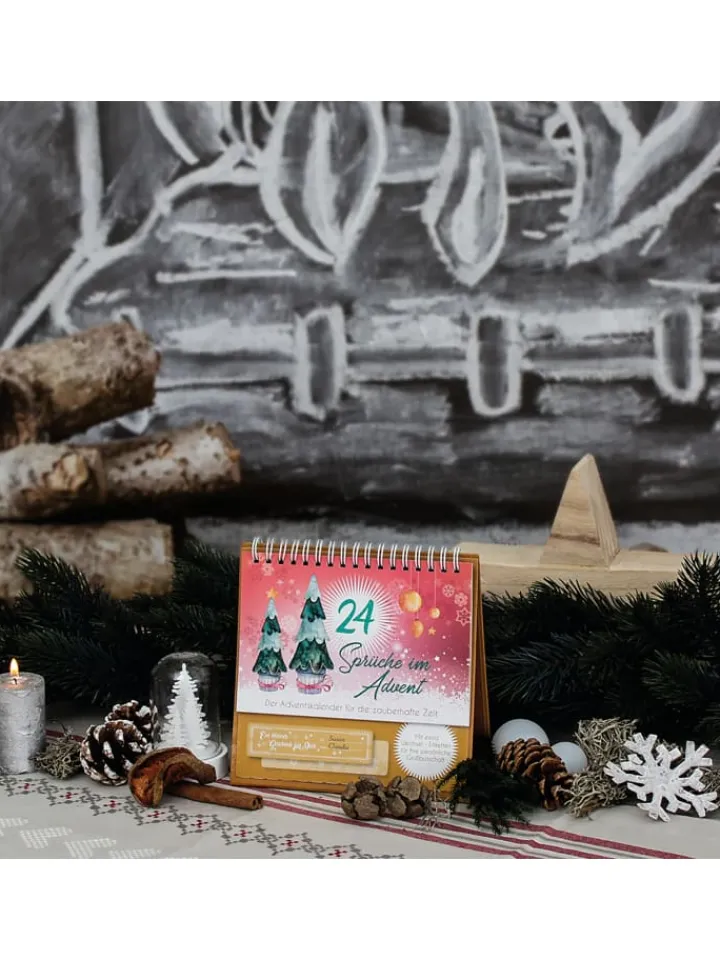 ROTH Adventskalender<Tisch-Adventskalender mit Tannenmotiv in Rot