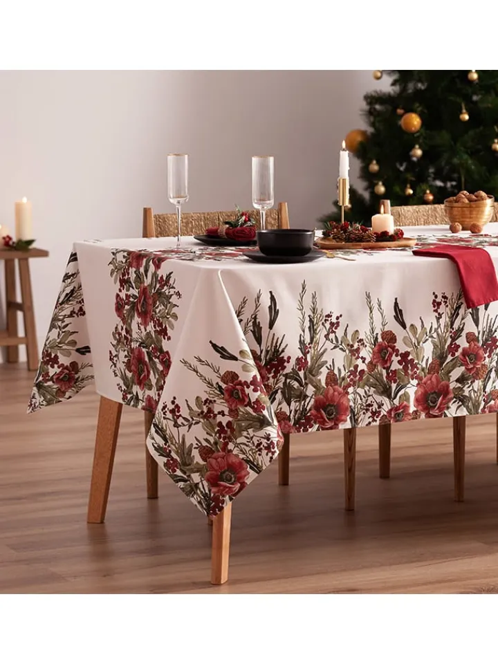 Mint Rugs Küchentextilien<Tischdecke "Christmas Angelo" in Weiß/ Rot