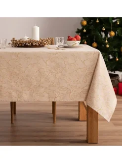 Mint Rugs Küchentextilien<Tischdecke "Christmas Branches" in Creme/ Gold