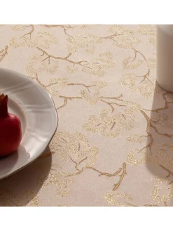 Mint Rugs Küchentextilien<Tischdecke "Christmas Branches" in Creme/ Gold