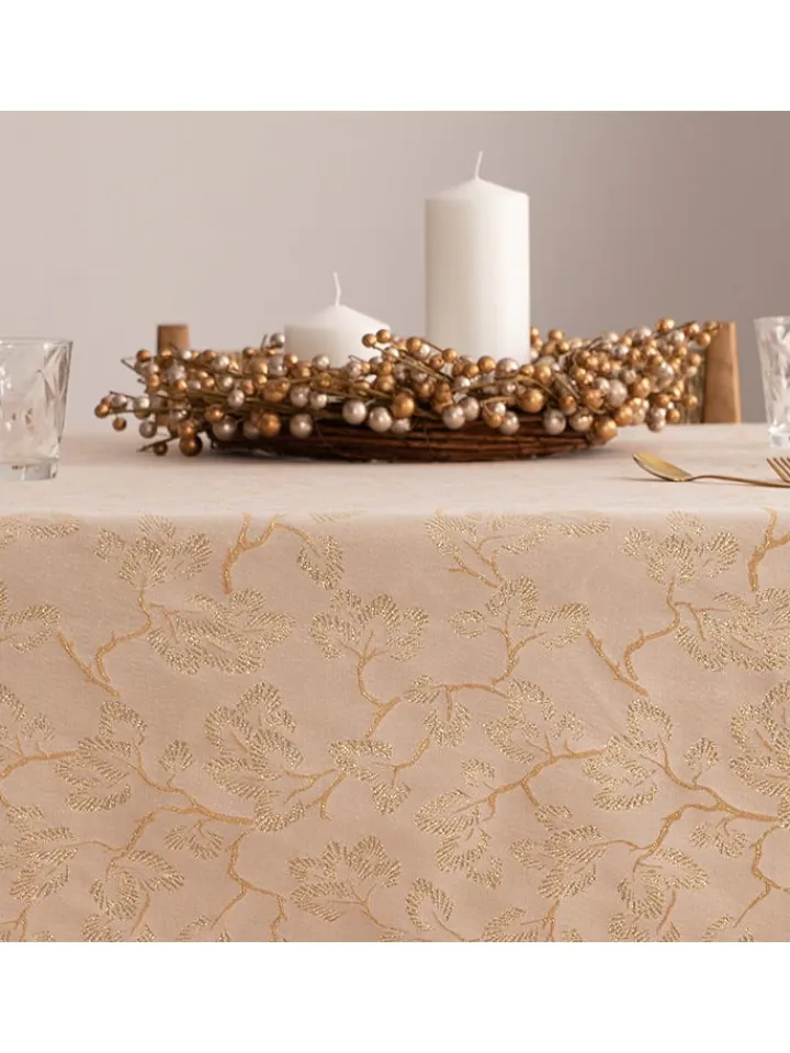 Mint Rugs Küchentextilien<Tischdecke "Christmas Branches" in Creme/ Gold