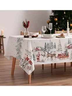 Mint Rugs Küchentextilien|Tisch- & Küchentextilien<Tischdecke "Christmas Klaus" in Weiß/ Grün