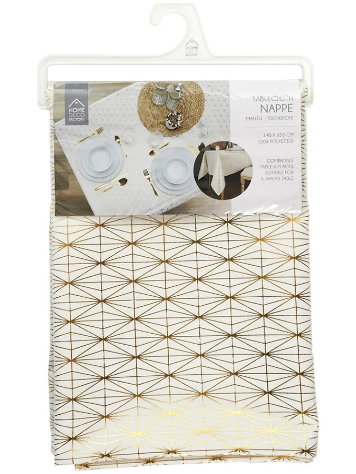 every ware Tisch- & Küchentextilien|Küchentextilien<Tischdecke in Weiß/ Gold - (L)250 x (B)140 cm