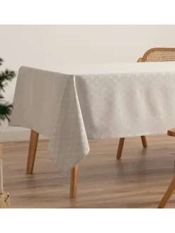 GAMUSI Küchentextilien|Tisch- & Küchentextilien<Tischdecke "Merry Christmas" in Hellgrau/ Silber